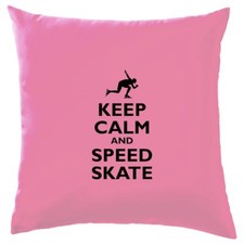 Keep Calm And Speed Skate - Cushion - Speed Skating Skater Ice Skating
