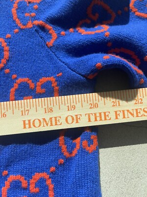 Gucci GG Knit Sweater Blue Orange Never Worn Never Washed