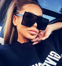 Flat Top Huge Oversized XXL Big SHIELD Square Lightweight Women Men Sunglasses 