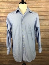 Mens CK Calvin Klein Blue Striped Button Front Shirt, Size L