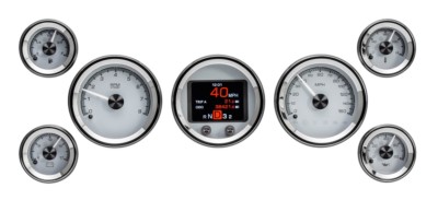 Dakota Digital Universal 7 Gauge Round Analog Gauge System Silver Kit HDX-2070-S