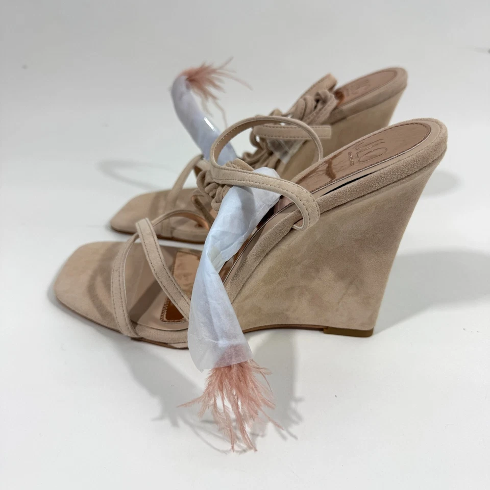 Cuñas de gamuza JLO Jennifer Lopez x Revolve para mujer talla 8M crema bebé rosa Apolo Foto 4 de 4