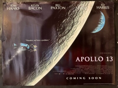 Apollo 13 rare UK Quad Movie Poster 90s Tom Hanks Kevin Bacon space docudrama