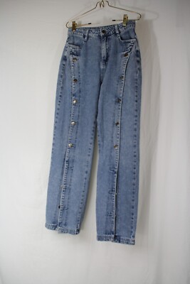 LE LIS Women's High-Waisted Wide Button Up Jeans Size S Small