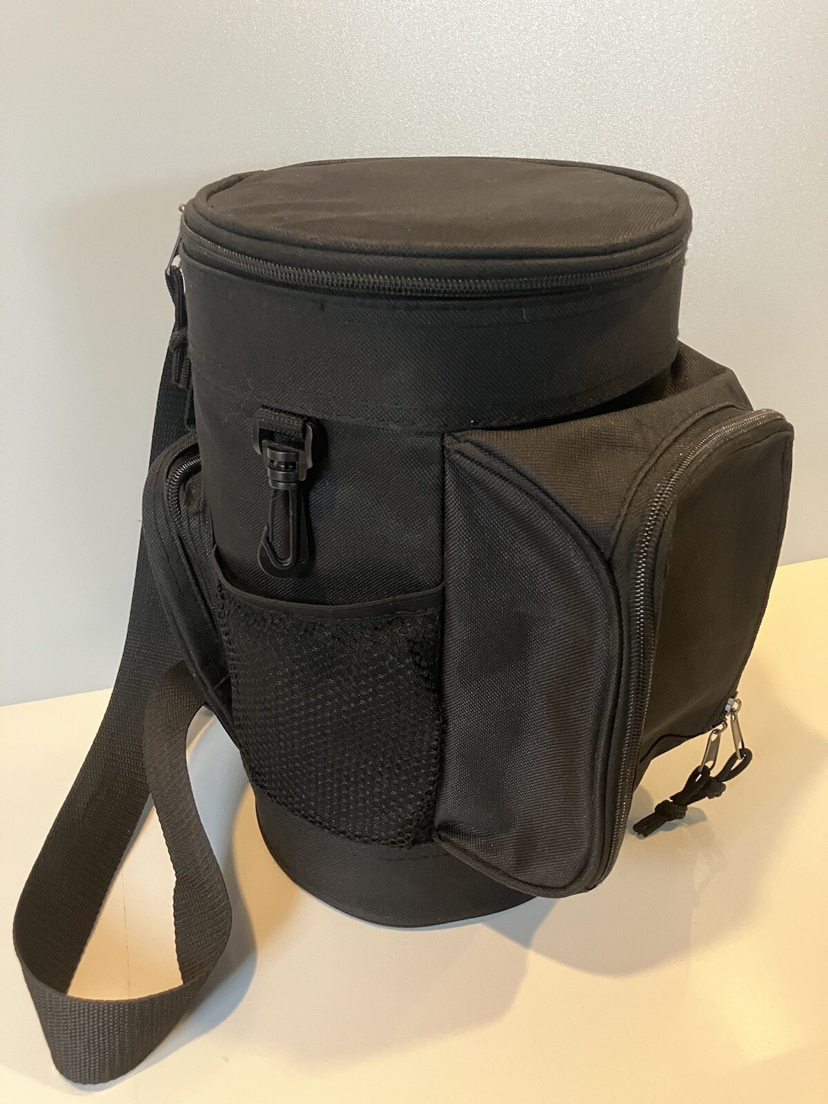 Black Nylon Mini Cylinder Duffel Carrier Bag 12inch Baguette Cross Shoulder/Hand