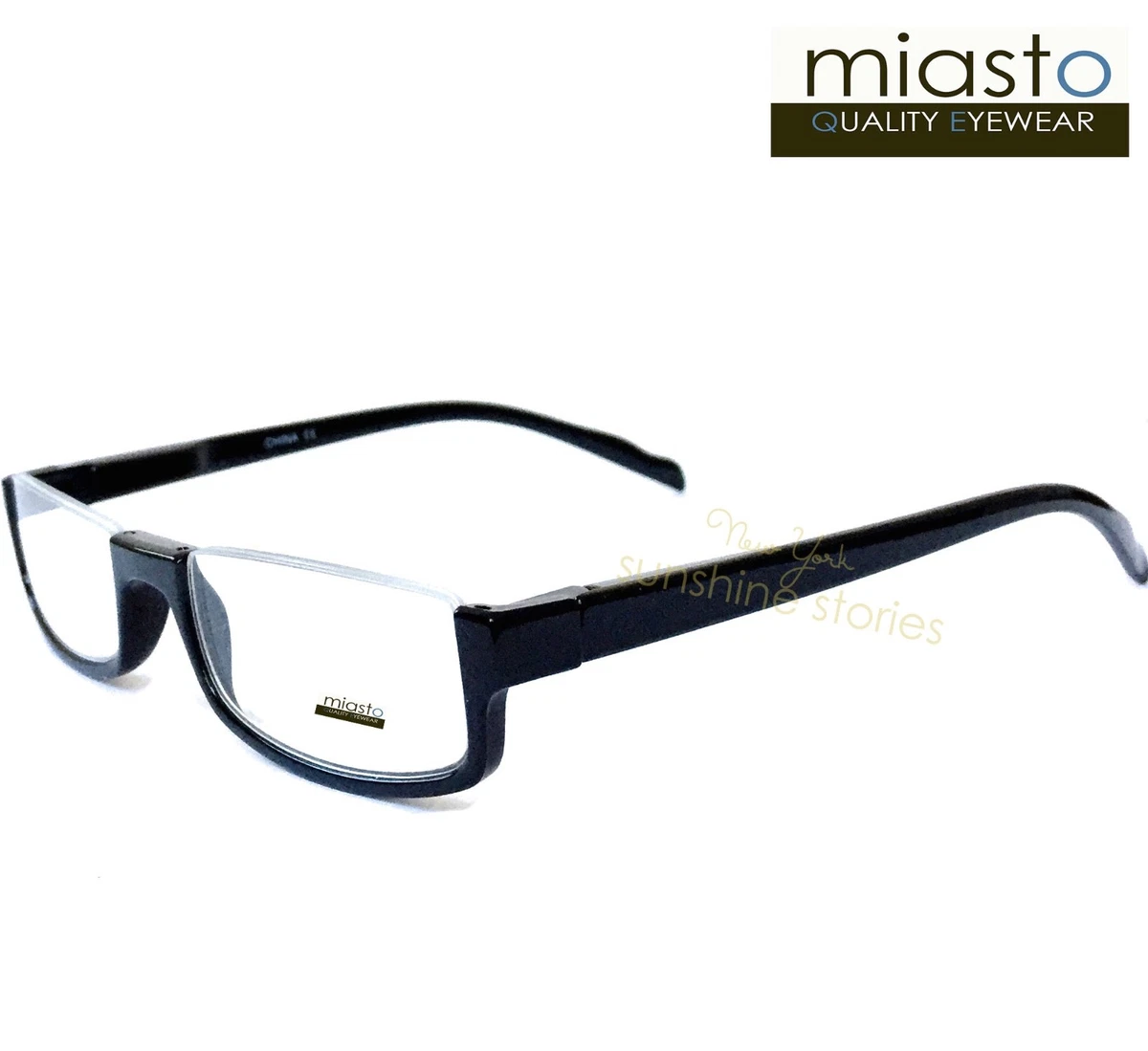 MIASTO TOP RIMLESS RECTANGLE HALF READER READING GLASSES+2.00 BLACK LARGE~  FLEX