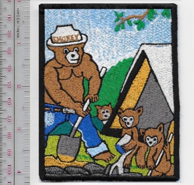 Smokey the Bear USFS Smokey & Cubs Putting out a Camp Fire US Forest Service sm
