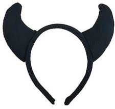 Black Plush Devil Horns Halloween Demon Fancy Dress Accessory Headband