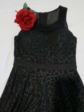 GUESS Women dress Size 6 Fit & Flare Party Cocktail Net Black  panther print