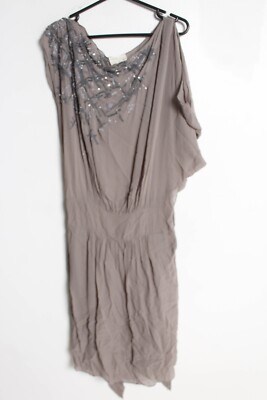 Rutzou Damen Kleid Pailletten - Beige - Größe EU 38 UK 10 (VU1)