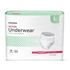 McKesson SUPER Unisex Disposable Underwear Large, Moderate, PK 18 (UW33845)