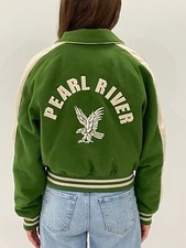 Urban Outfitters Bdg Denise Green Cropped Varsity Sports Jacket Size S