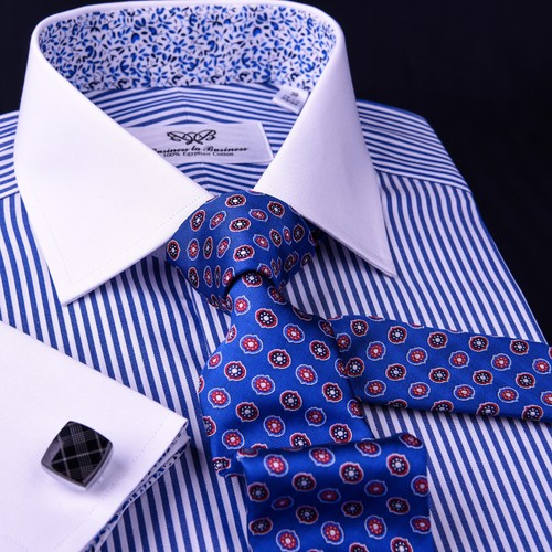 Blue Striped Formal Business Dress 