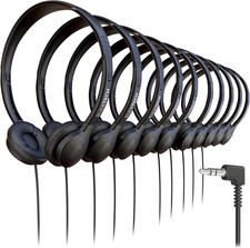 10 Pack Bulk Wired On-Ear Leather Headphones with 3.5mm Connector, Black