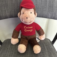 Vintage Curious George Knickerbocker Stuffed Animal 14Inches Plush with red hat