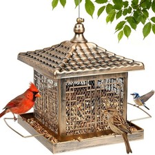 Metal Bird Feeder for Outdoors, 8.6LB Large Capacity Wild Bird Feeders Hangin...