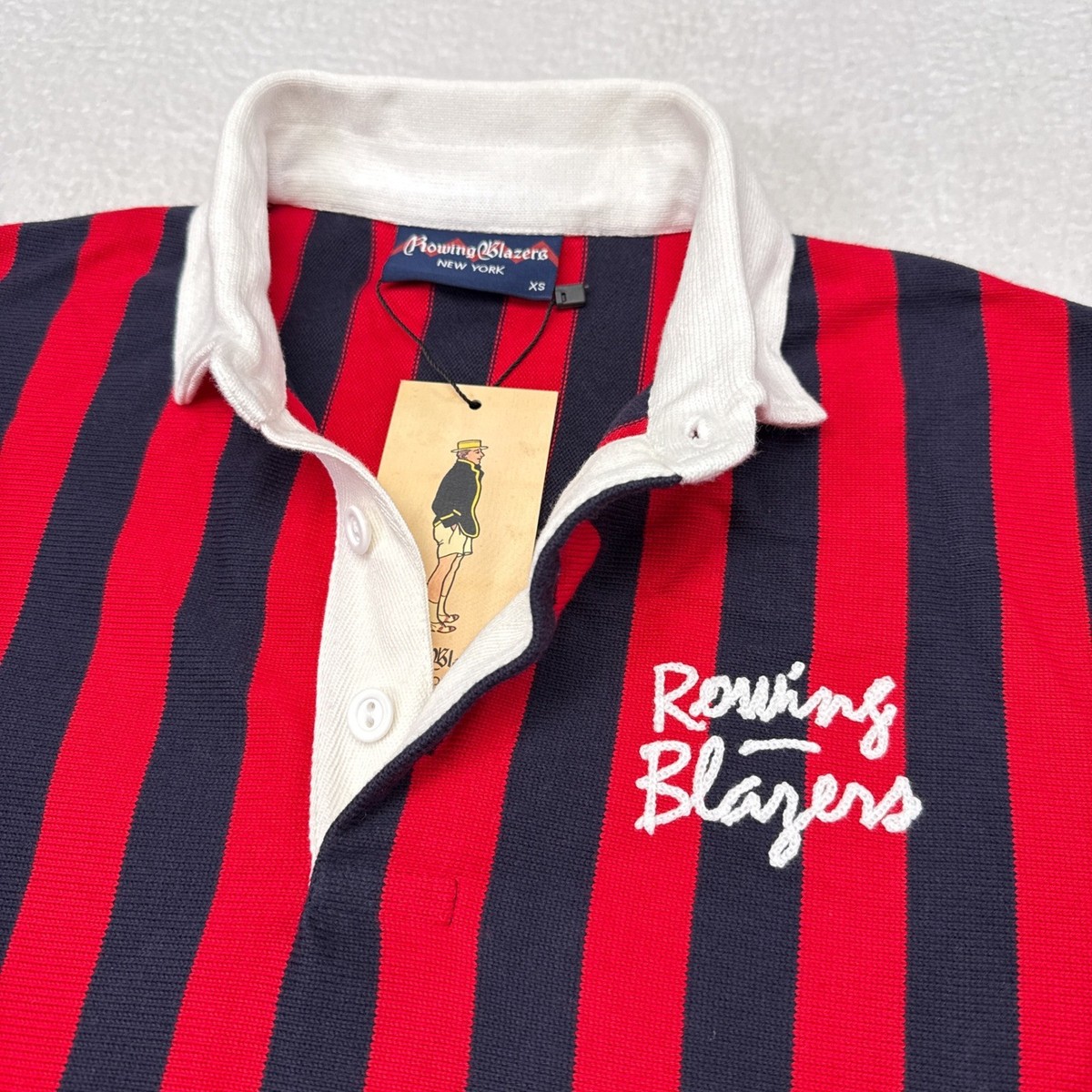 Rowing Blazers Rugby Shirt Mens Size XS Red Blue Striped Academia
