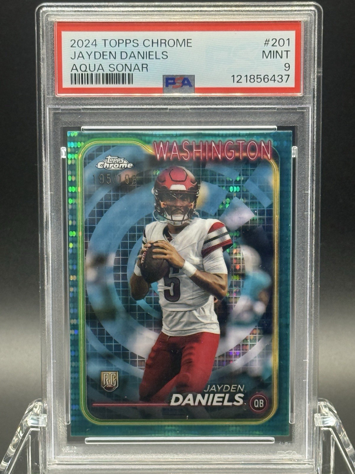 2024 Topps Chrome - Rookies Jayden Daniels #201 Aqua Sonar Refractor /199 (RC)