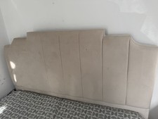 King Beige Upholstered Wood Bed Frame with Headboard for Adults, Assembly Req