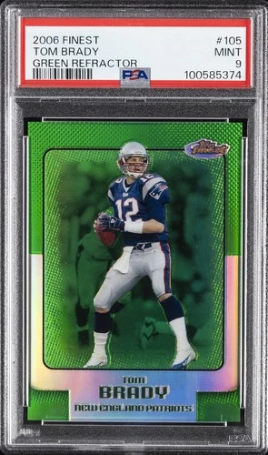 2006 FINEST GREEN REFRACTOR #105 TOM BRADY 154/199 PSA 9