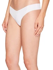 Commando Solid Thong Underwear, White, Size M/ L