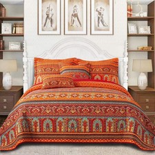Cotton Quilt Queen Size Bedding Set 3 Pieces Boho Queen Size Quilts Lightweight