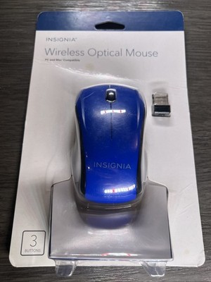 Insignia Wireless Optical Mouse NS-PNM6003-BU USB Connection Blue New