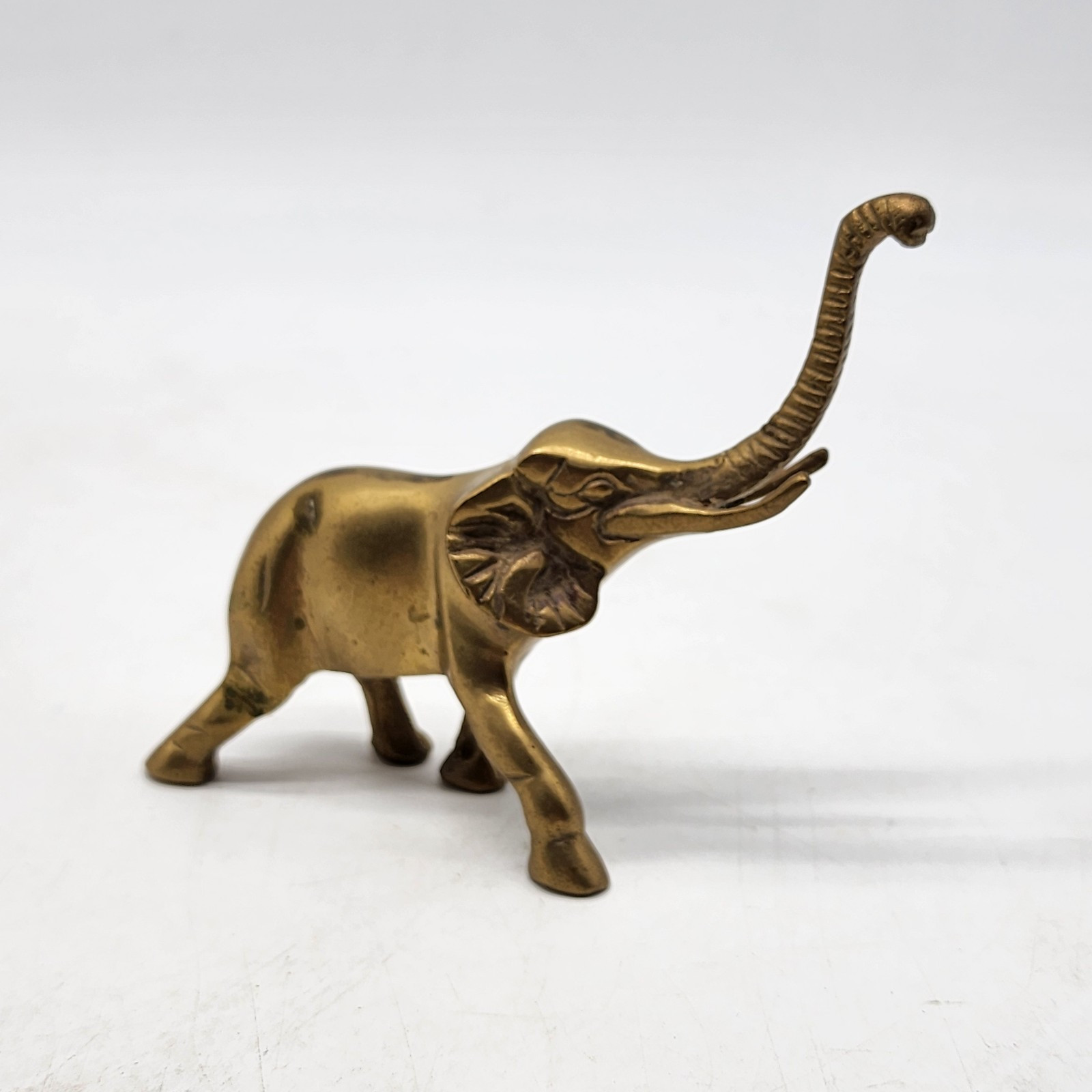 Vintage Brass Elephant Statue Trunk Up Rare Collectible Free Shipping