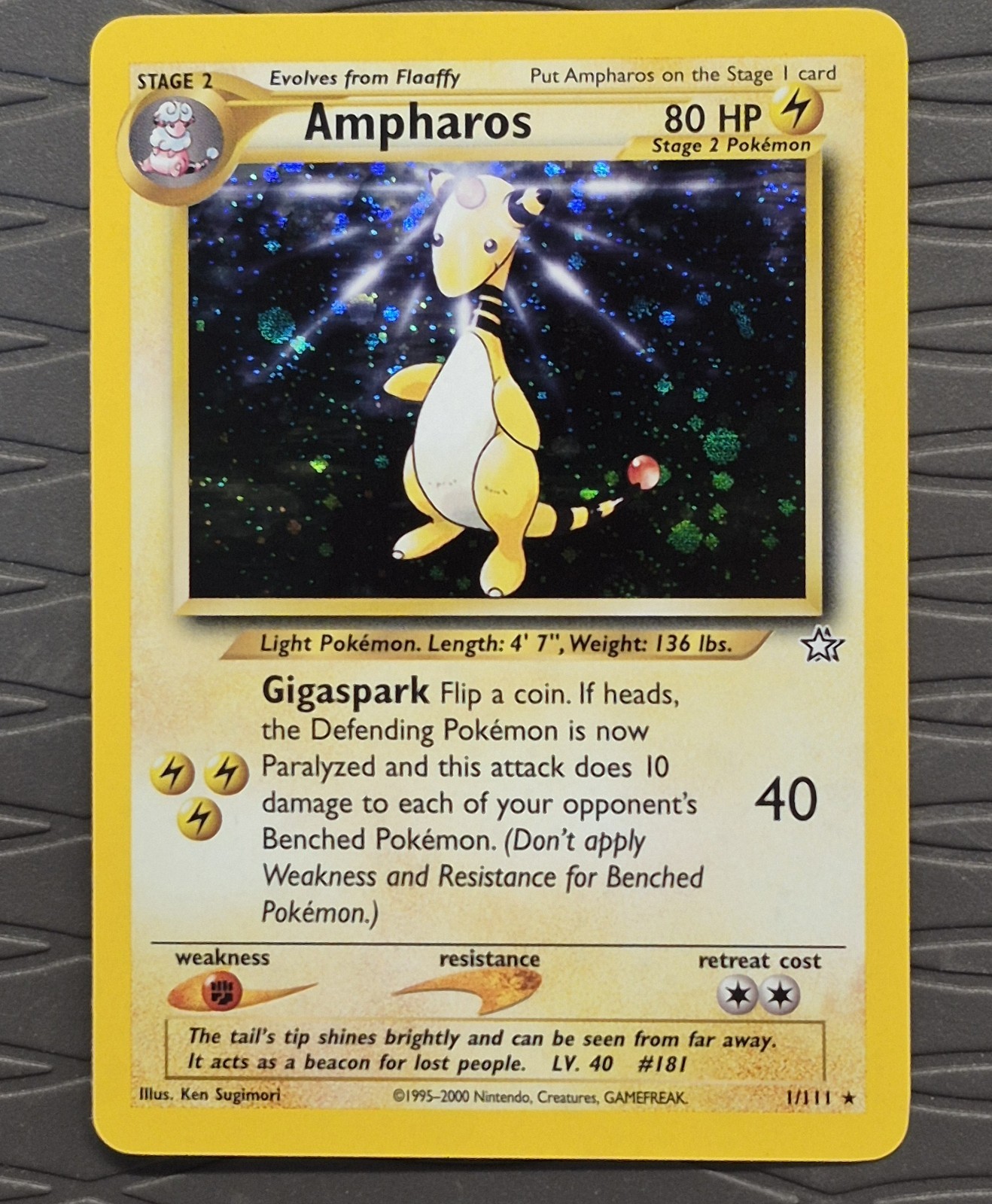 Ampharos  1/111 Neo Genesis Holo Rare Pokemon Card NM