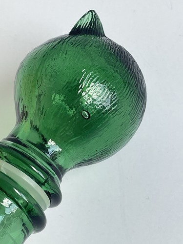 VTG Empoli Green Cat Decanter Italian Glass 1960s MCM 9" Barware Wine Liquor - Picture 12 of 15