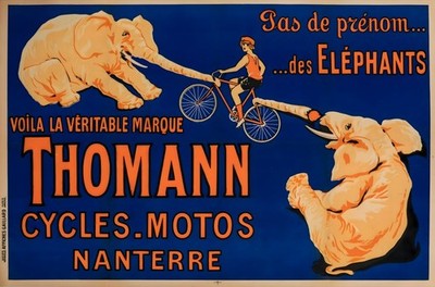 16582.Wall Decor Poster.Interior Art.Thomann Cycles Motos French Elephant Ad