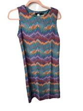 A.B.C Women's Silky A-Line Retro Chevron Multi-Colored Dress Sz. S NWT