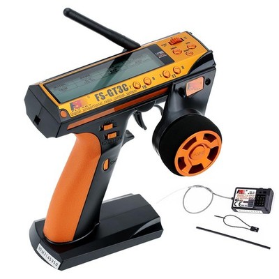 FS-GT3C RC Transmitter with FS-GR3E Receiver, 2.4GHz 3 Channel LCD Remote Con...