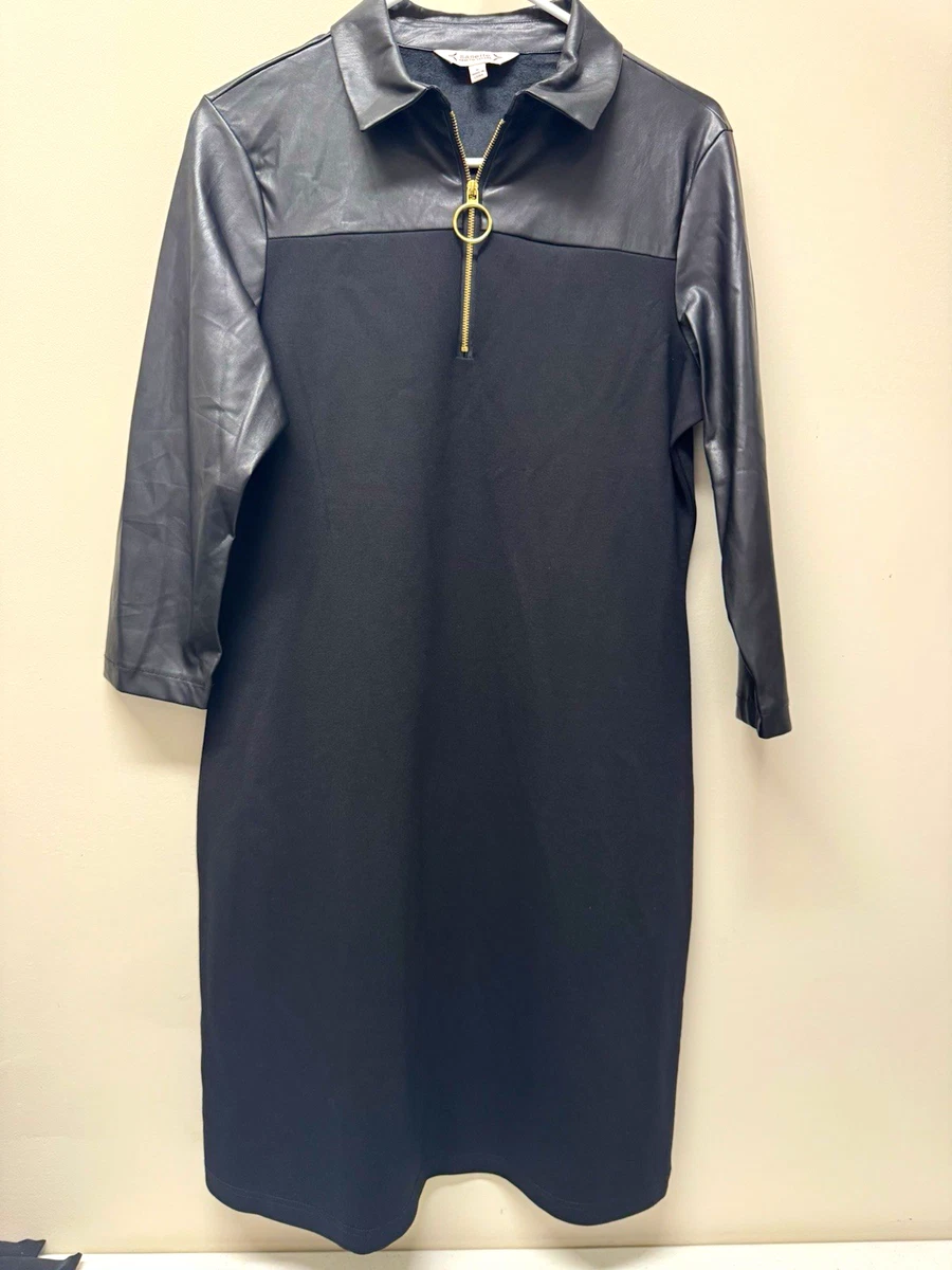 3 4 sleeve faux leather dress 3/4 Solid Dresses for Women for sale midi wrap dress with sleeves