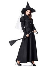 Women's Wicked Witch Costume, 4 Pieces Halloween Deluxe Witchy Small Black