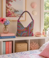 Made in India Colorful Summer BoHo Beaded Bag Purse Shoulder Viral Tik Tok NWT