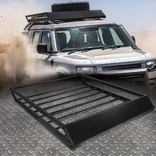 43" x 35.5" Steel Roof Rack Top Cargo Luggage Carrier Basket+Wind Fairing Black