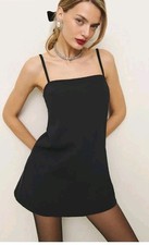Reformation  Sz 10 Black Noah mini Dress with   Spaghetti Staps