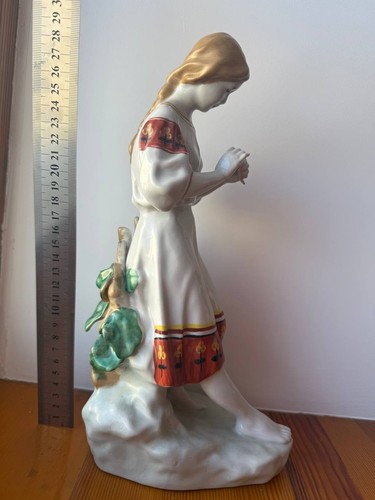 Vintage Porzellan Figur Mädchen Frau UdSSR Sowjetzeit handbemalt 28 cm - Bild 8 von 14