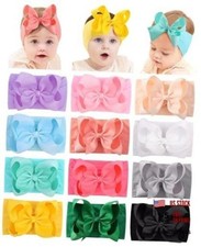 Baby Girl Headbands, 12pcs Nylon Headbands with Big Baby Bows, Baby Bows Style