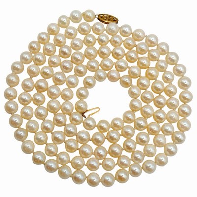 Vintage echte Perlenkette 14k 6mm 36'' Oper cremig-glanz feminin formell Braut