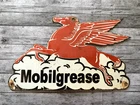 VINTAGE MOBILGREASE MOBILOIL MOBILGAS PEGASUS GASOLINE PORCELAIN MOTOR OIL SIGN