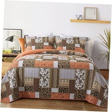 Quilts Queen Size - Fall Cotton Quilt Set Queen 90"  98" Dream Orange