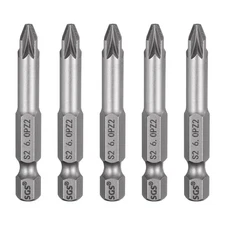 5pcs PZ2 Magnetic Pozi Screwdriver Bit 1/4" Hex Shank 2" Length Industrial Bit