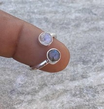 Labradorite Rainbow Moonstone Ring: 925 Sterling Silver Fidget Boho All Size