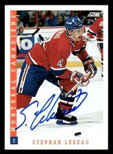 1993 Score Hockey #72 Stephan Lebeau Signed Autograph (no COA)