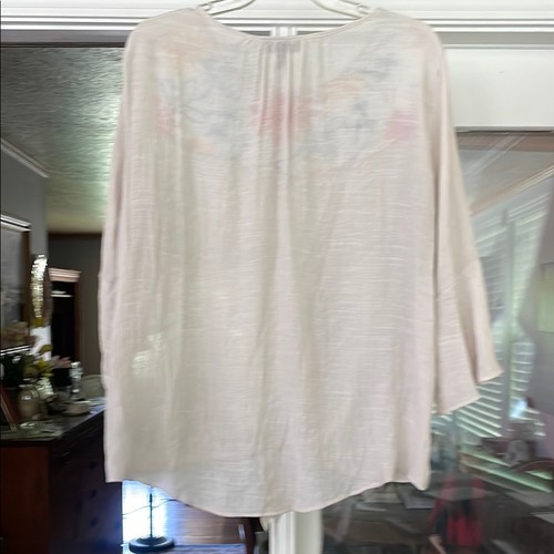 Blusa relajada con corbata frontal crema - Imagen 5 de 7