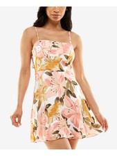 B DARLIN Womens Zippered Spaghetti Strap Square Neck Short Fit + Flare Dress