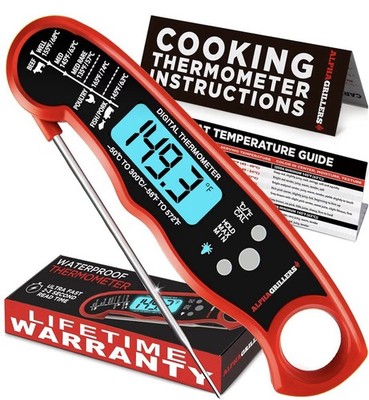 Alpha Grillers Instant Digital Meat Thermometer for Cooking Grilling and Griddle
