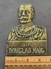 SIR DOUGLAS HAIG WWI FIELD MARSHAL T SMITH MARKED FLAT BRASS BUST VINTAGE